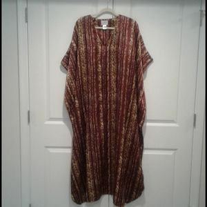 Caftan Mumu Burgundy/Leopard Print Lounge Wear